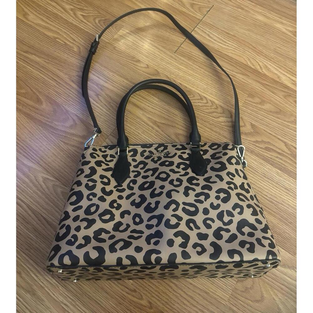 Kate Spade Darcy Leopard Large Satchel Shoulder Handbag - Picture 4 of 9